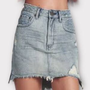 One teaspoon distressed denim mini skirt
